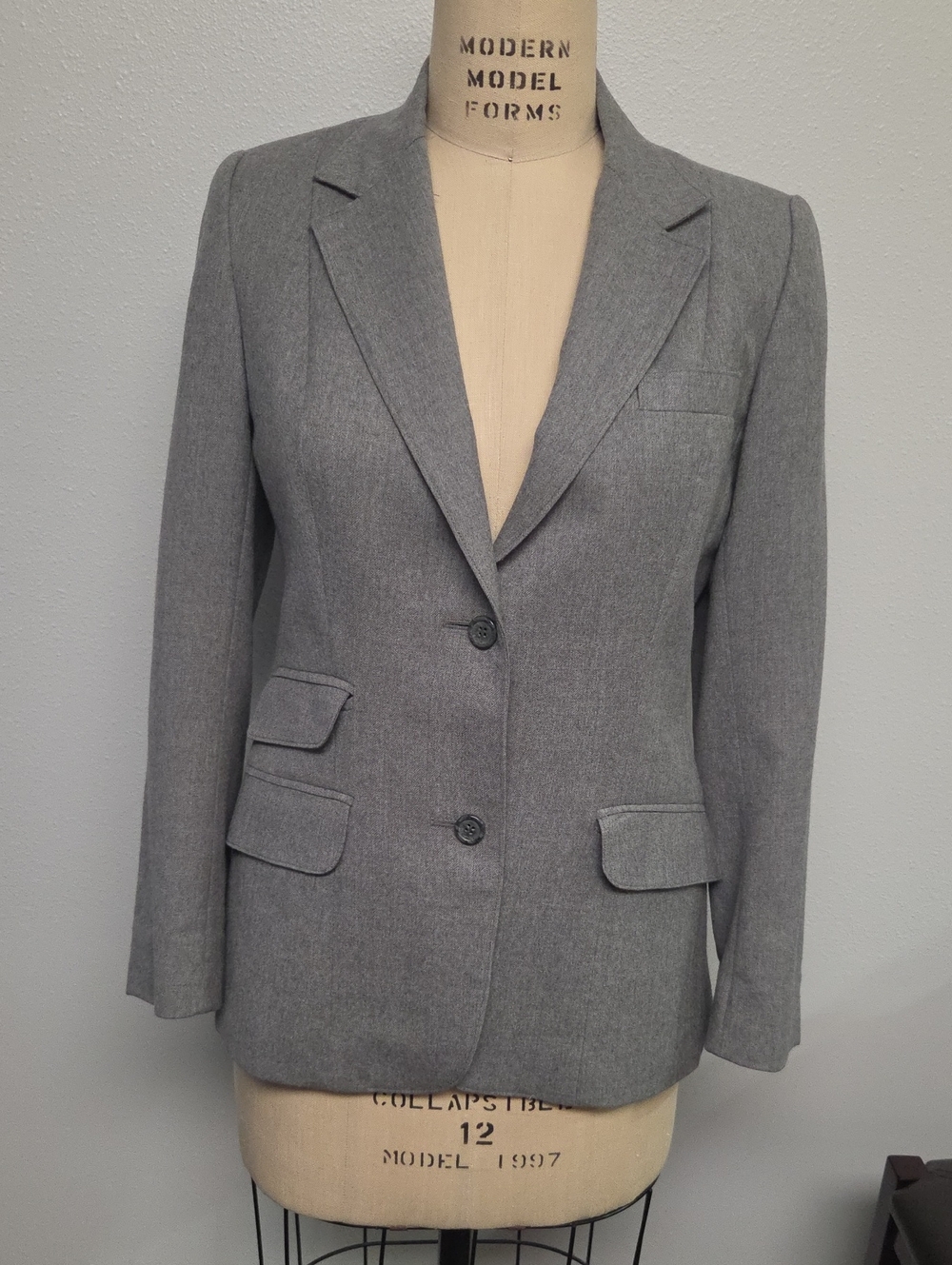 Tailored Women's Gray Two-Button Blazer